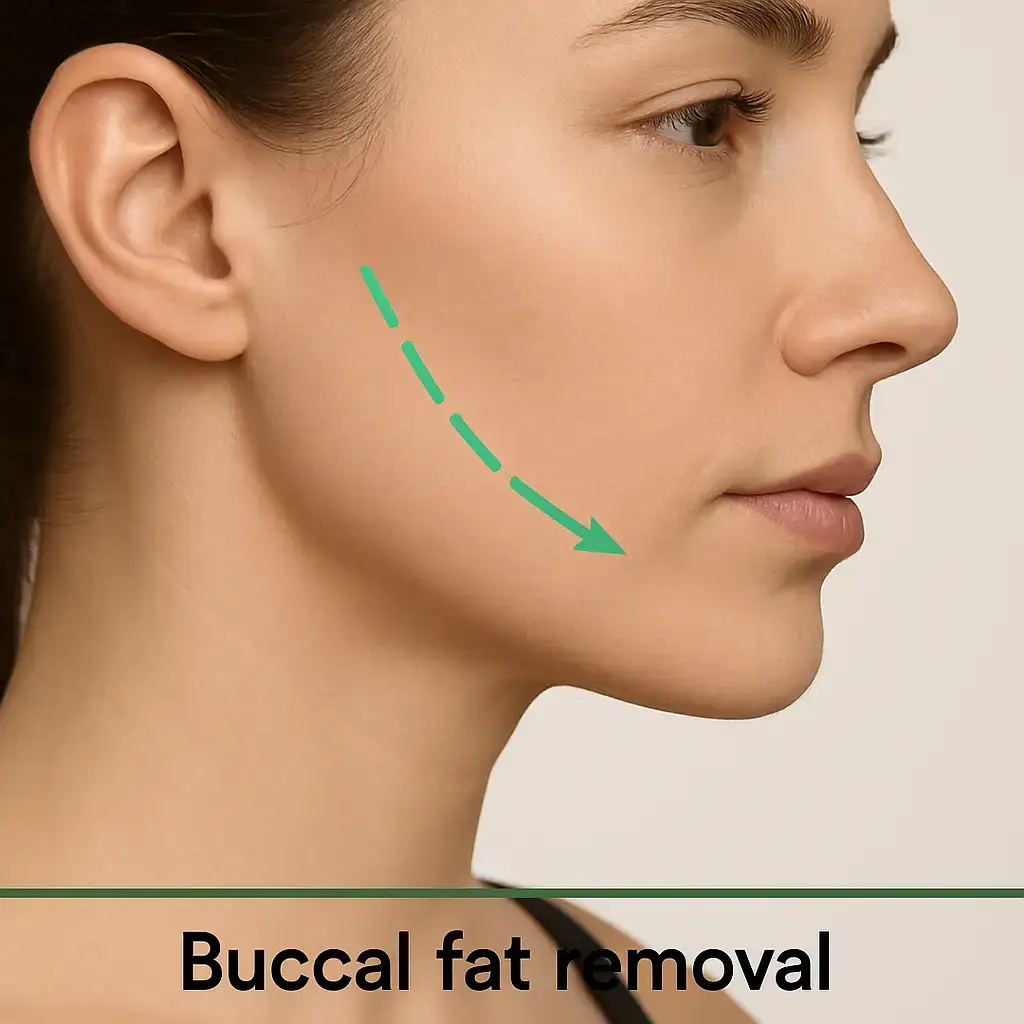 What is Buccal Fat Removal? Cheeks slimming procedure diagram